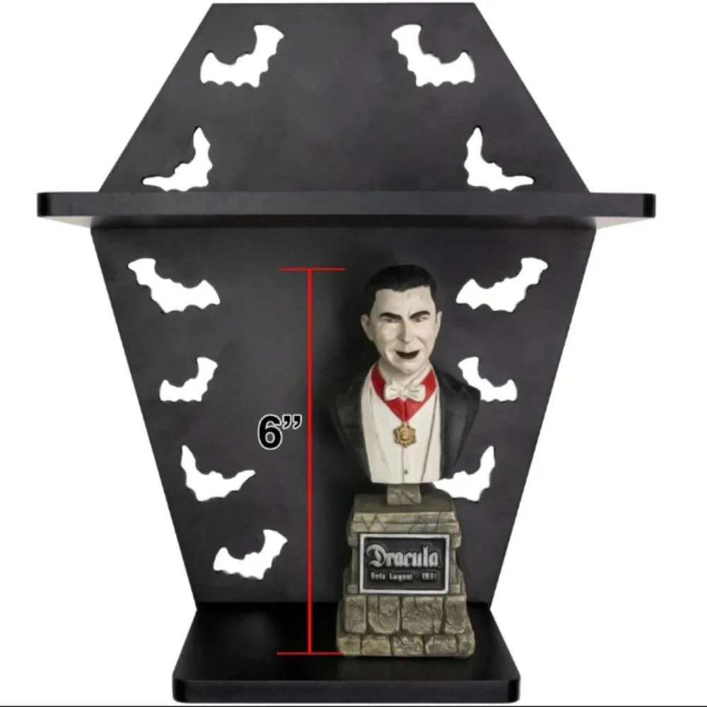 COFFIN BAT SHELF!! Black Mini Wooden Wall Shelving Kit NIB